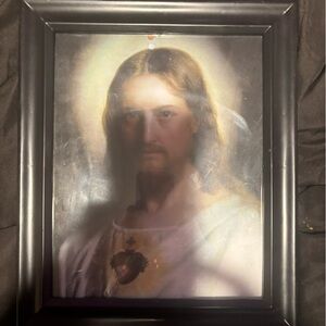 Divine Portrait of Jesus in Black Frame